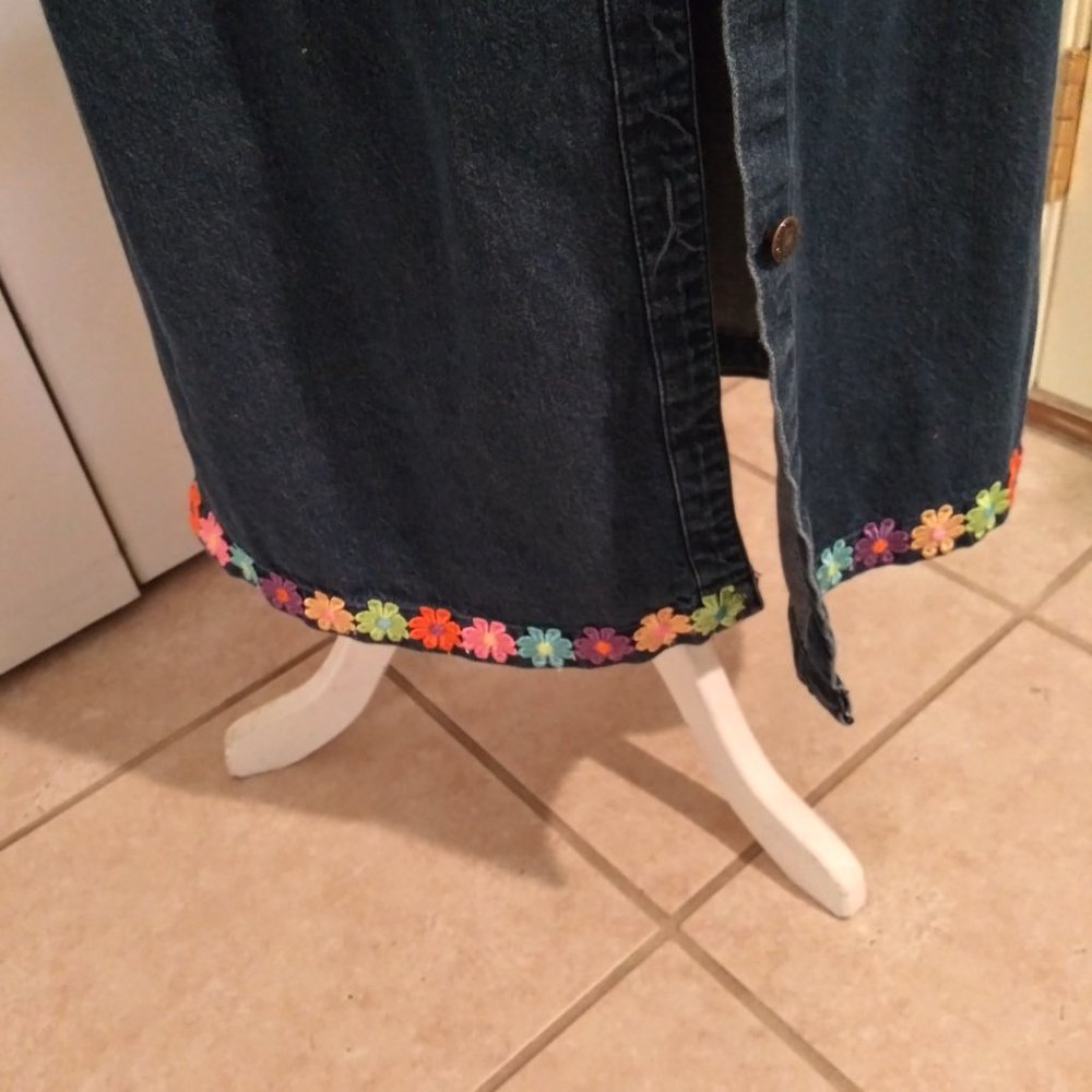 2434 Jeaniemade Size M Austin Treading Co. 100% Cotton Upcycled Long Duster - Picture 2 of 8